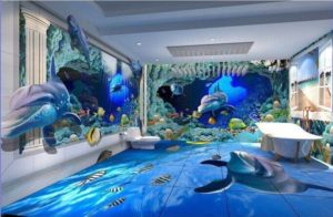 Hot Sale 3d Floor Graphics Glass Surface Tile 3d Bathroom Wall And